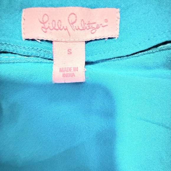 Lilly Pulitzer Violet Tunic Top in Deep Cyan Blue Size S Gold Beaded Embellished - Picture 5 of 8